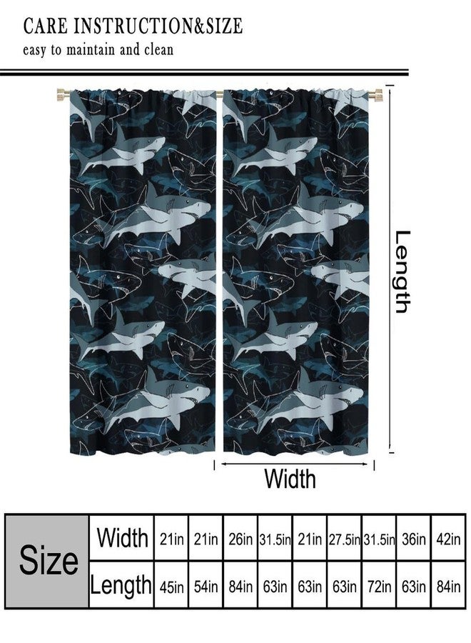 LOMADIA Shark Kids Curtain, Ocean Animal Blackout Curtains, Sea Fish Pattern Window Treatments Drapes for Nursery Kid Boys Room Children Bedroom Decor 21" W x 45" L (Pack of 2) - Image 5